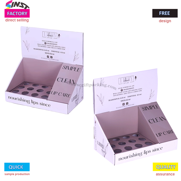 နှုတ်ခမ်းလိမ်းဆေးအတွက် Corrugated Counter Top Display Box