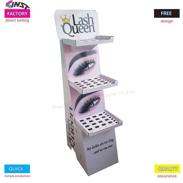 Mascara False eyelashes ကြမ်းပြင် display သည် မျက်ခွံနှစ်ထပ်ဖာထေးမှုအတွက် မတ်တပ်ရပ်သည်။